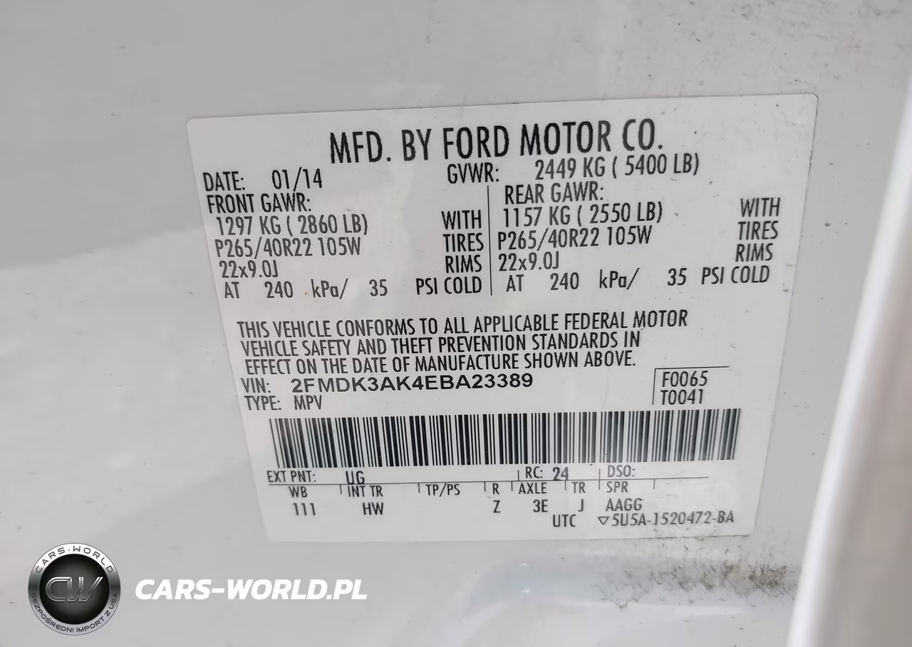 2014 Ford Edge Sport VIN:2FMDK3AK4EBA23389 - 9
