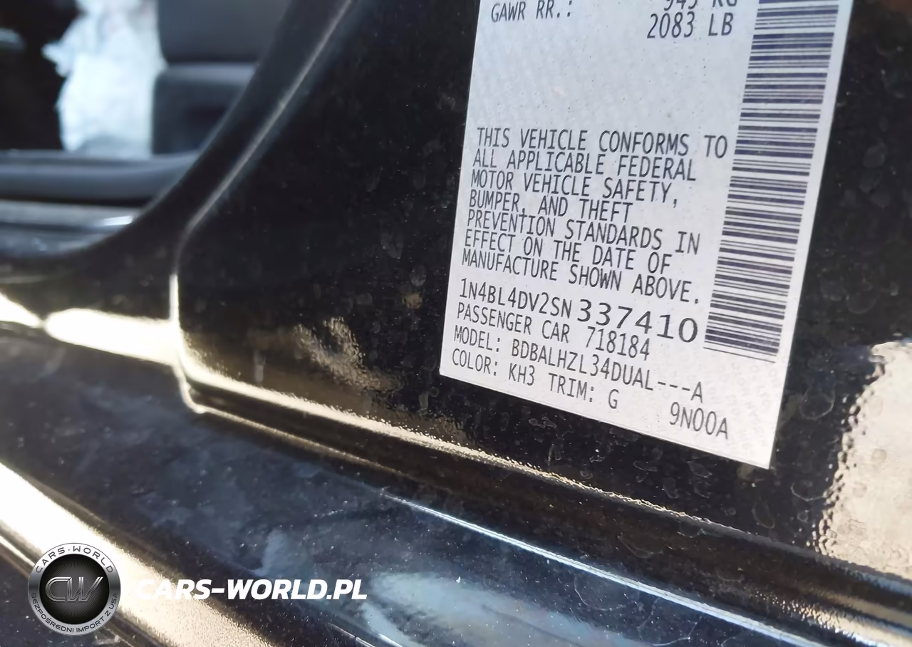 2025 Nissan Altima Sv Fwd VIN:1N4BL4DV2SN337410 - 9
