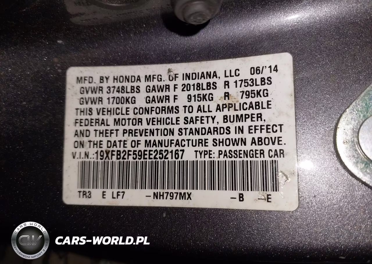 2014 Honda Civic Lx VIN:19XFB2F59EE252167 - 9