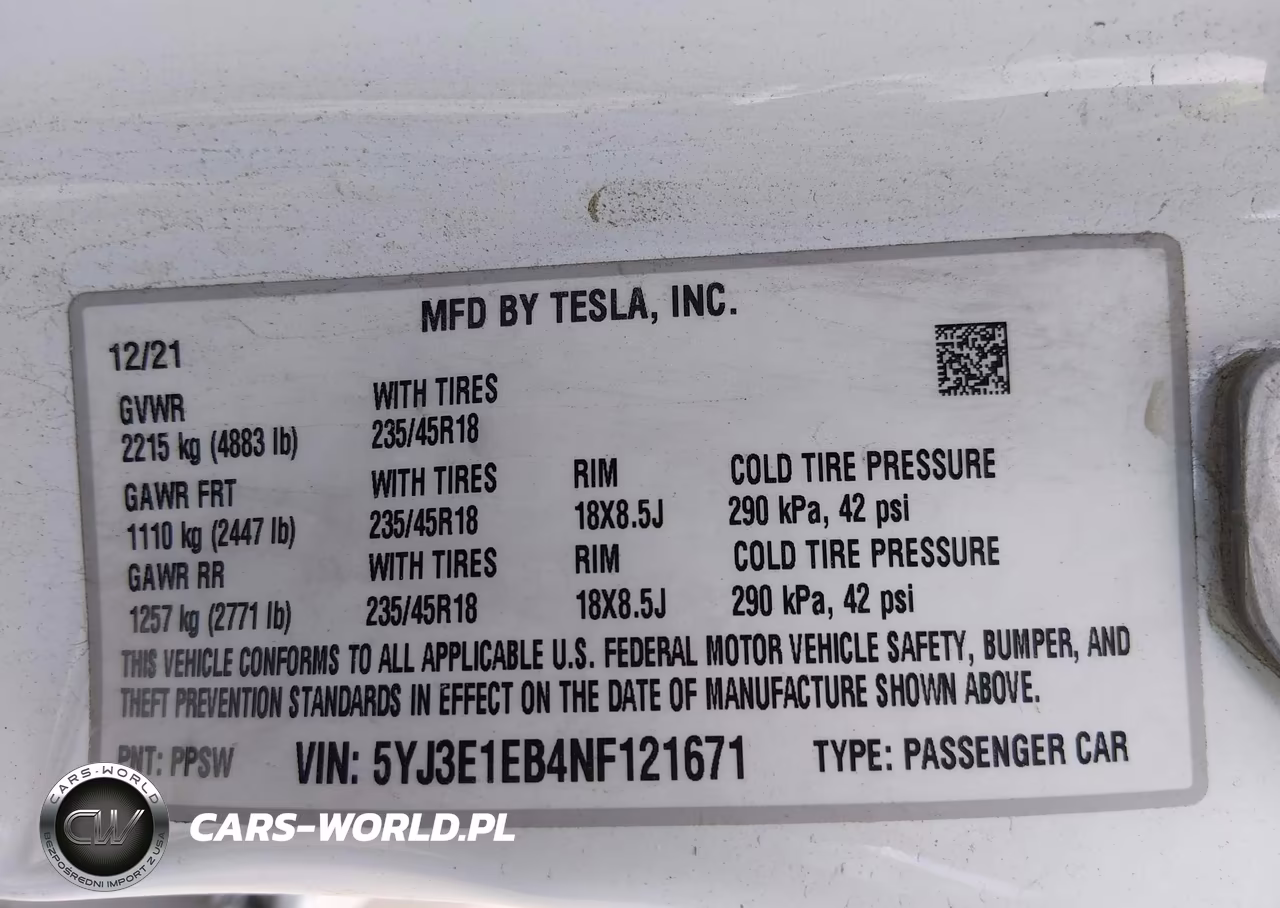 2022 Tesla Model 3 Long Range Dual Motor All-Wheel Drive VIN:5YJ3E1EB4NF121671 - 9
