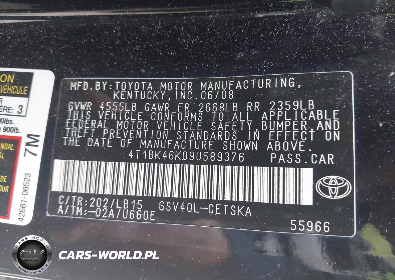 2009 Toyota Camry Se V6 VIN:4T1BK46K09U589376 - 9