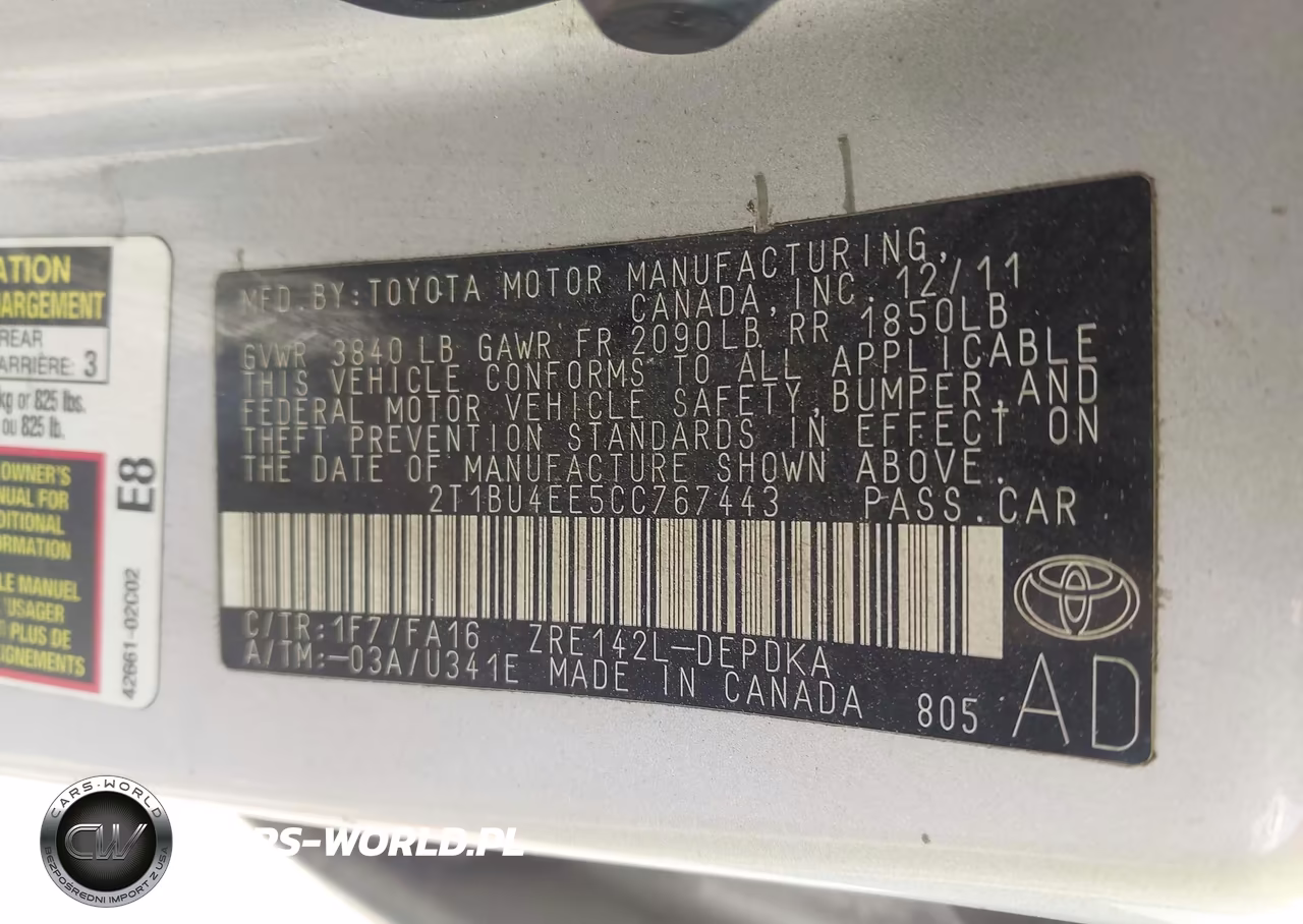 2012 Toyota Corolla L VIN:2T1BU4EE5CC767443 - 9