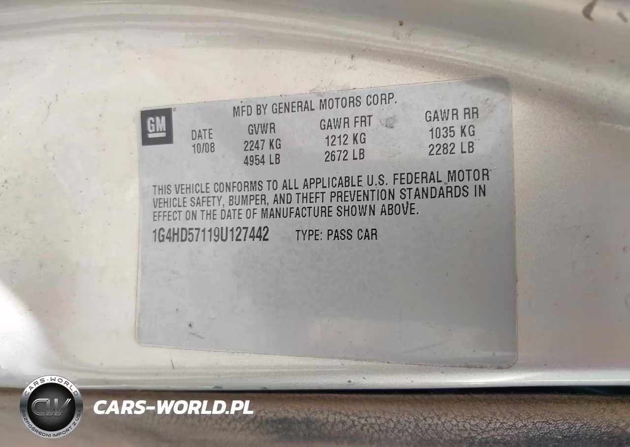 2009 Buick Lucerne Cxl VIN:1G4HD57119U127442 - 9