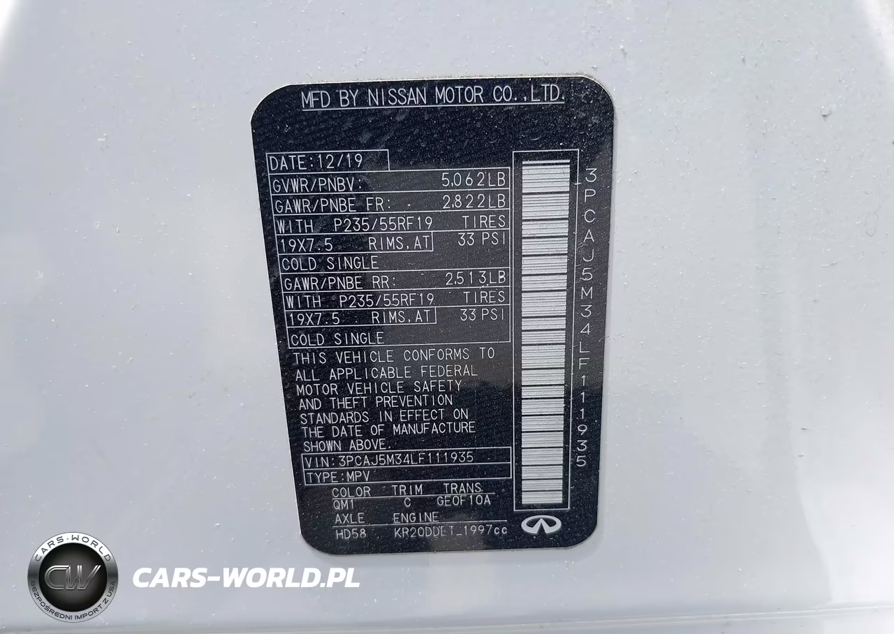 2020 Infiniti Qx50 Luxe Awd VIN:3PCAJ5M34LF111935 - 9