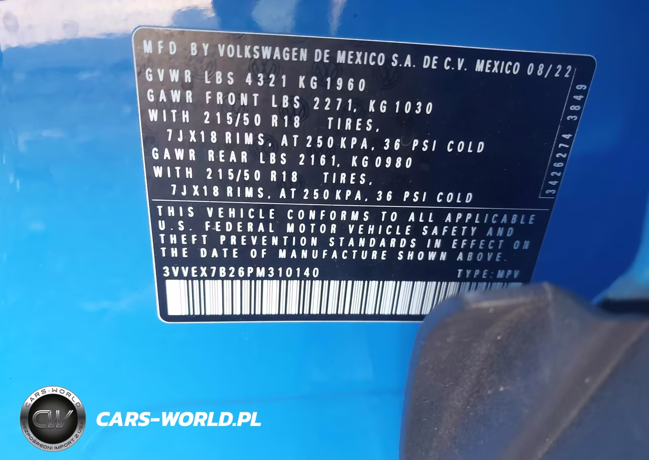 2023 Volkswagen Taos 1.5T Se VIN:3VVEX7B26PM310140 - 9