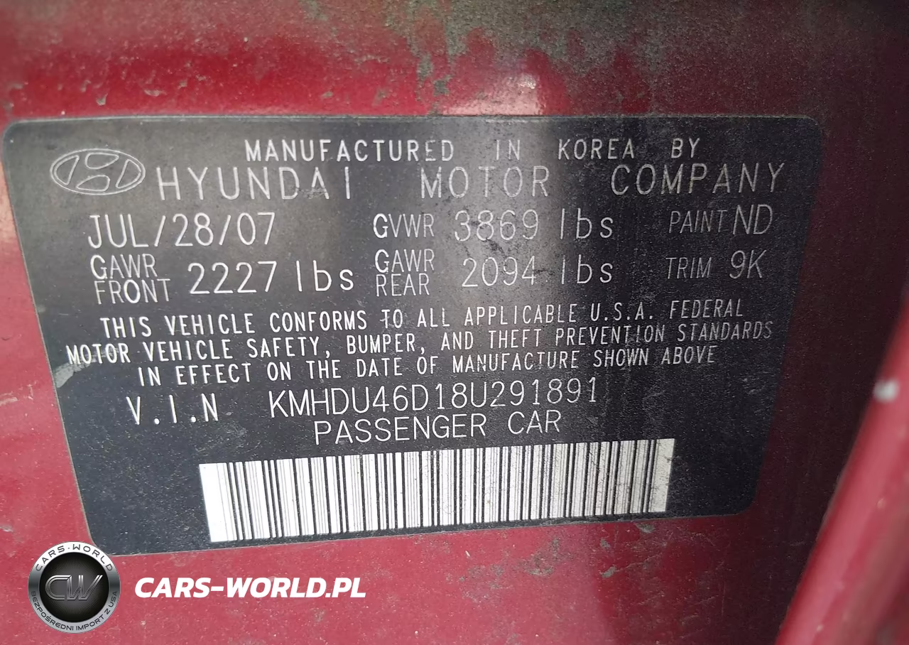 2008 Hyundai Elantra Gls-Se VIN:KMHDU46D18U291891 - 9