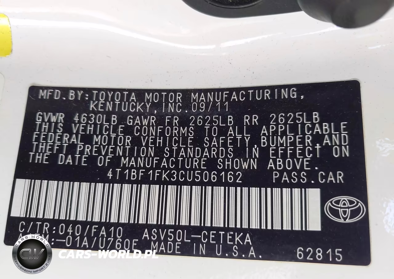 2012 Toyota Camry L VIN:4T1BF1FK3CU506162 - 9