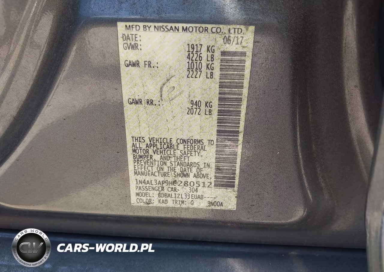2017 Nissan Altima 2.5 Sv VIN:1N4AL3AP9HC280512 - 9