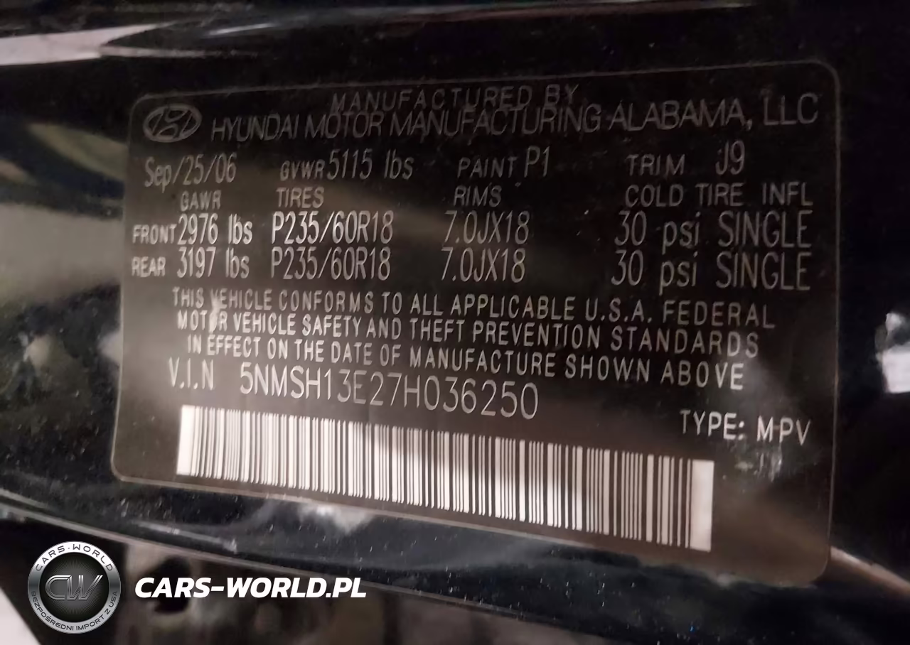 2007 Hyundai Santa Fe Limited-Se VIN:5NMSH13E27H036250 - 9