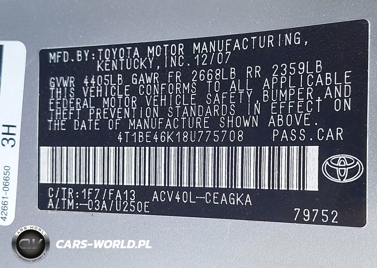 2008 Toyota Camry Xle VIN:4T1BE46K18U775708 - 9