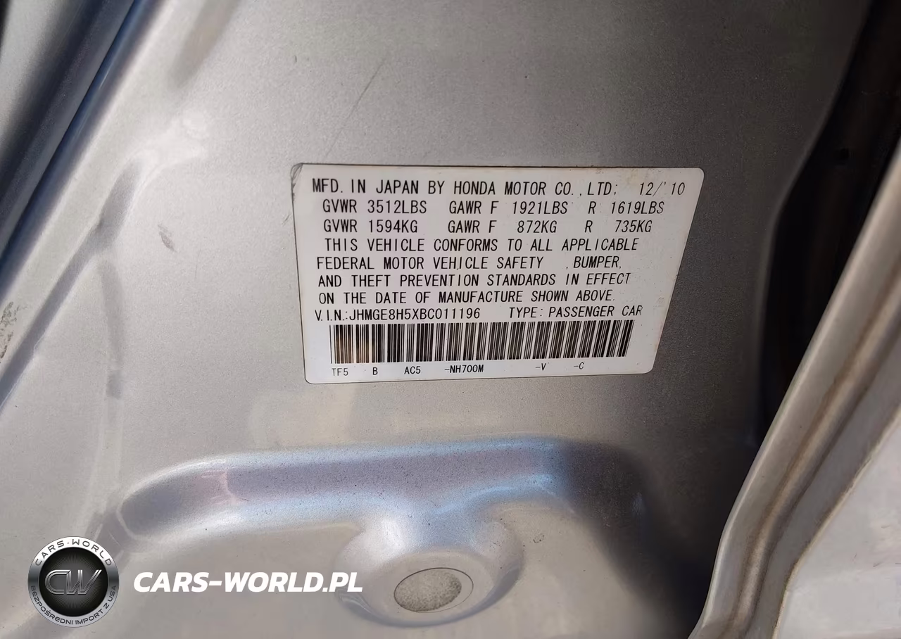 2011 Honda Fit Sport VIN:JHMGE8H5XBC011196 - 9