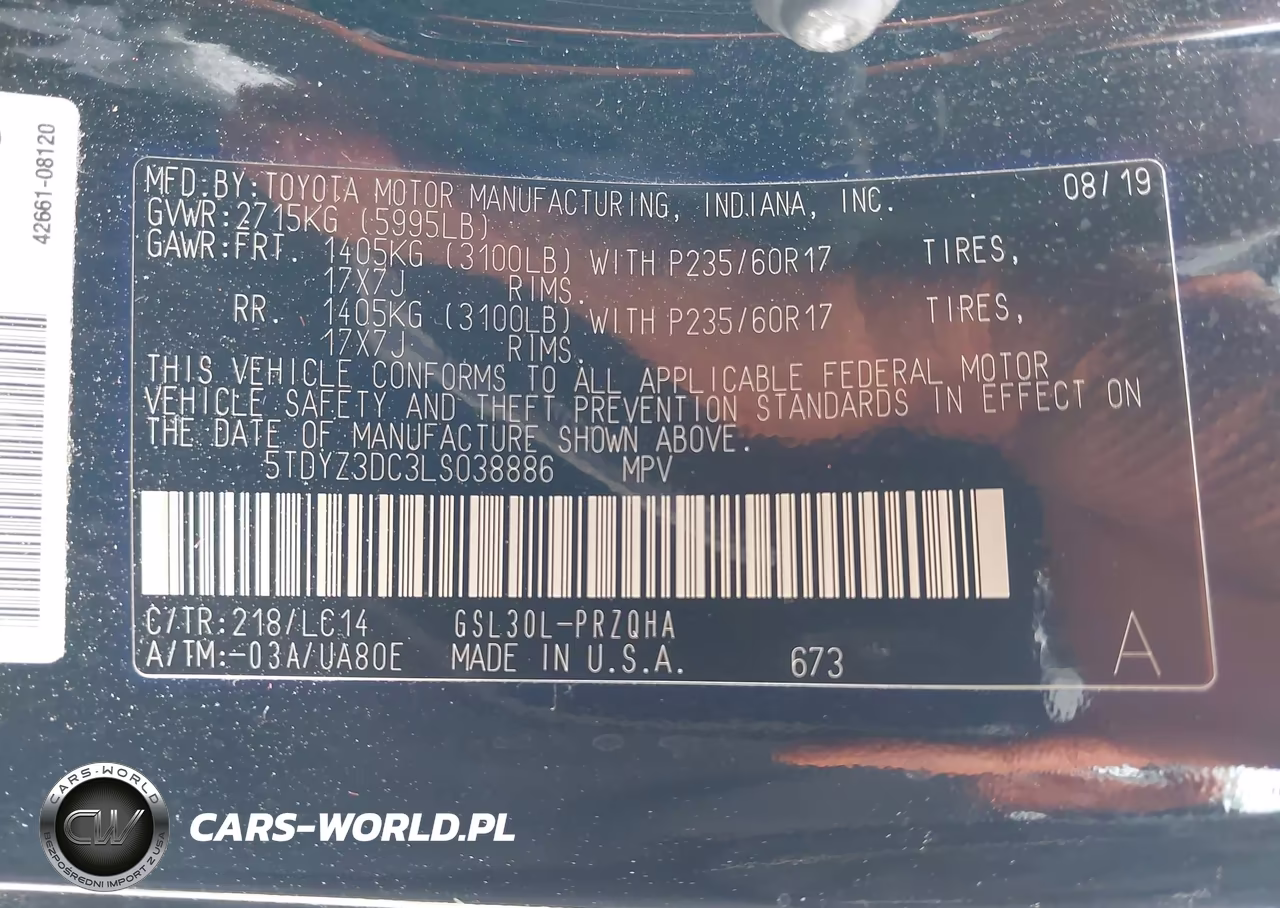 2020 Toyota Sienna Xle VIN:5TDYZ3DC3LS038886 - 9