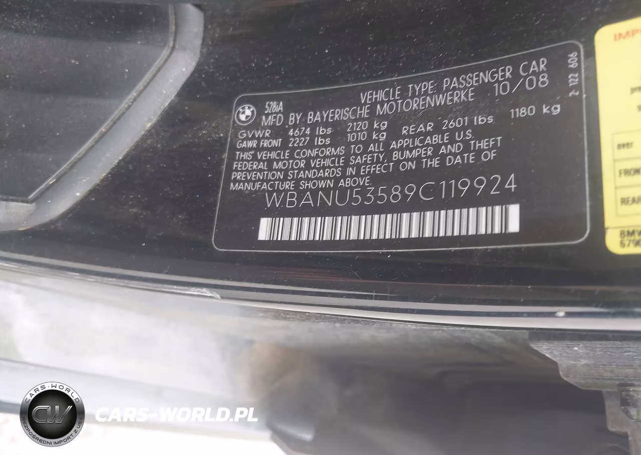 2009 BMW 528I VIN:WBANU53589C119924 - 9
