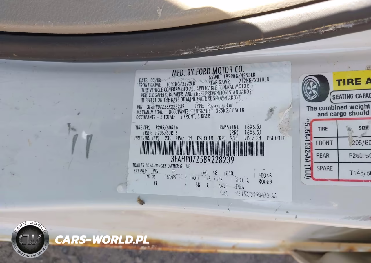 2008 Ford Fusion Se VIN:3FAHP07Z58R228239 - 9