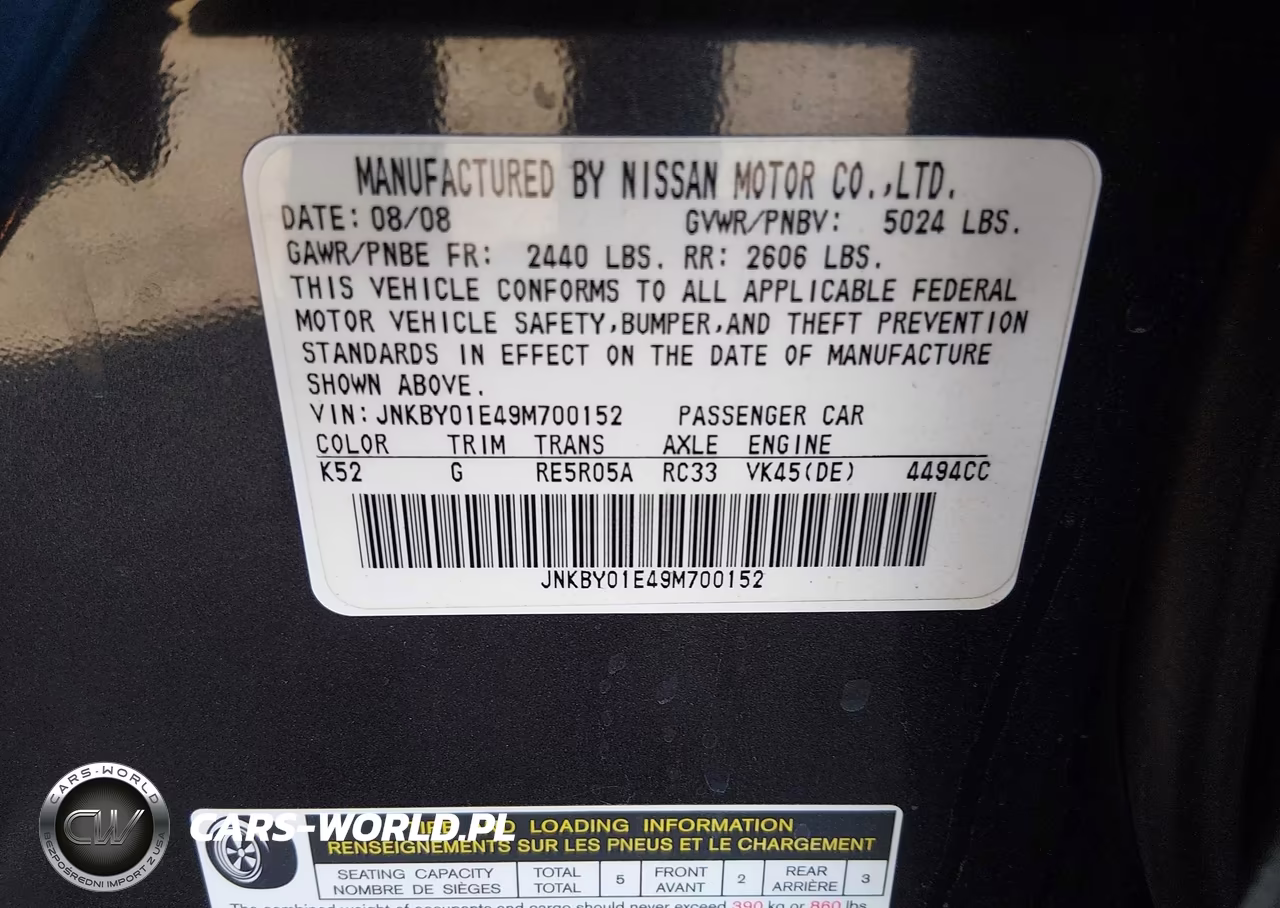 2009 Infiniti M45 VIN:JNKBY01E49M700152 - 9