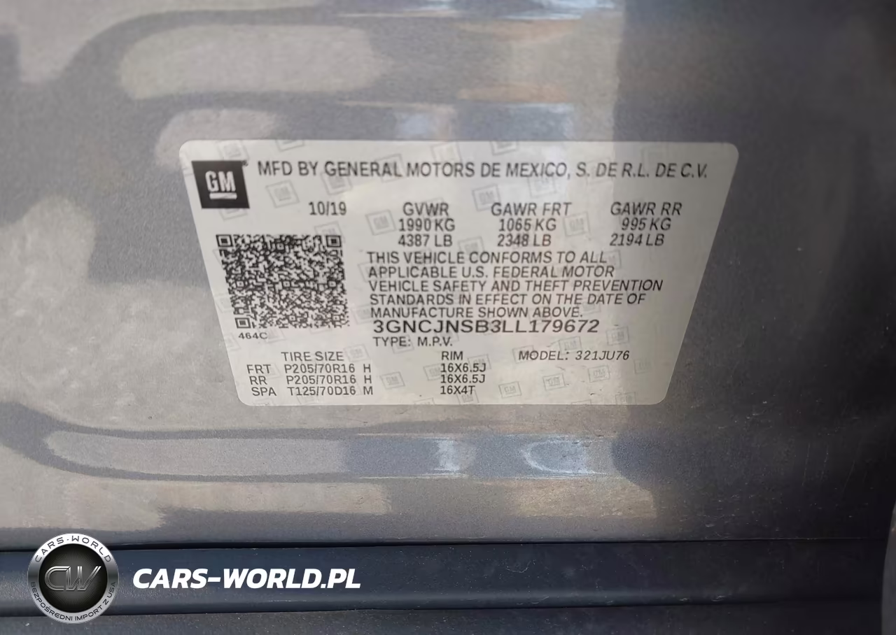 2020 Chevrolet Trax Awd Ls VIN:3GNCJNSB3LL179672 - 9