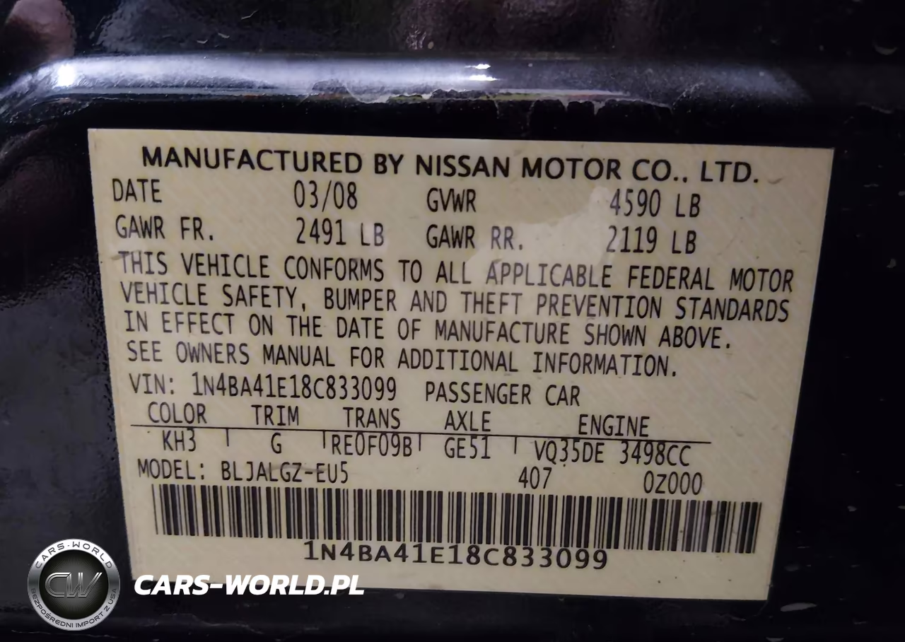 2008 Nissan Maxima 3.5 Sl VIN:1N4BA41E18C833099 - 9