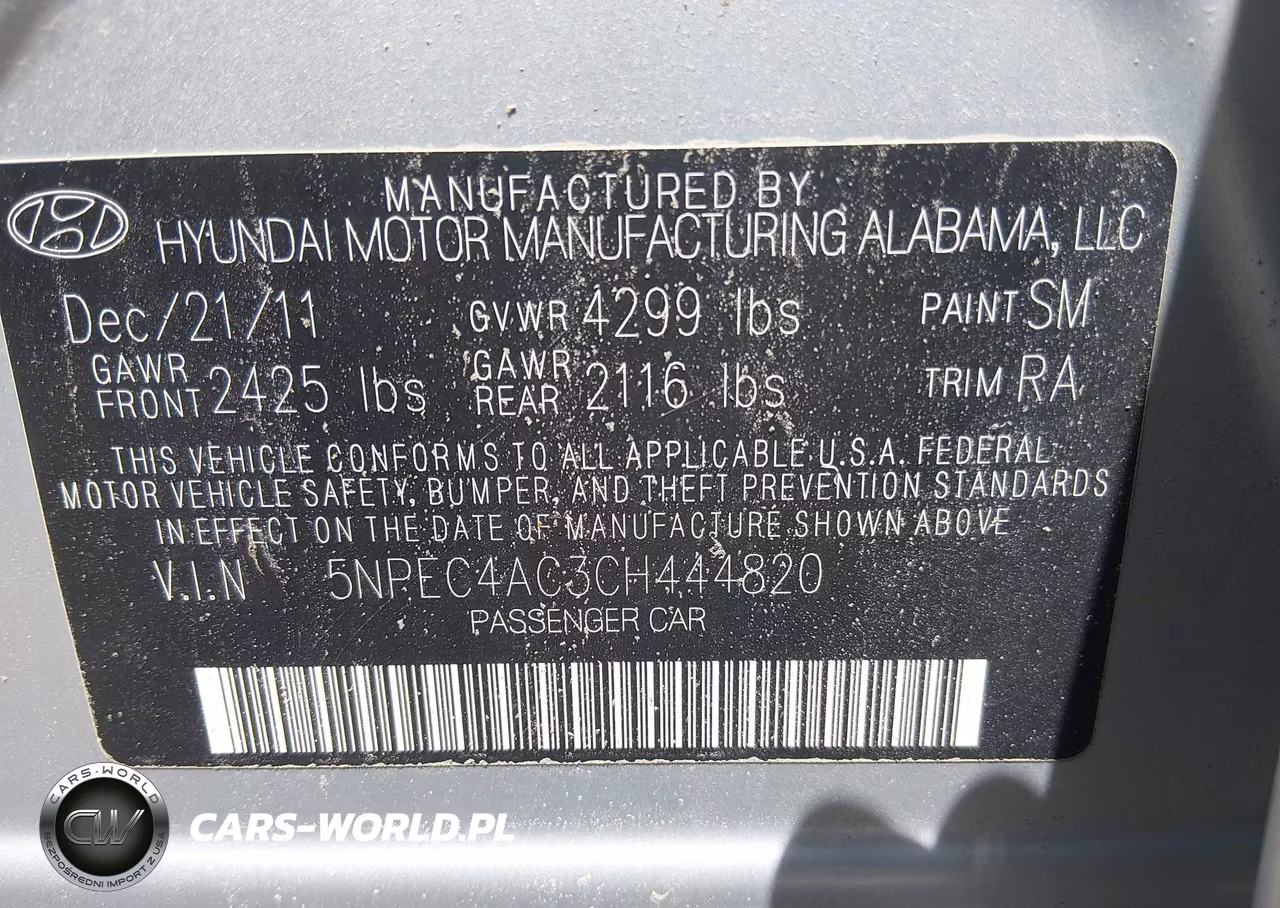 2012 Hyundai Sonata Se VIN:5NPEC4AC3CH444820 - 9