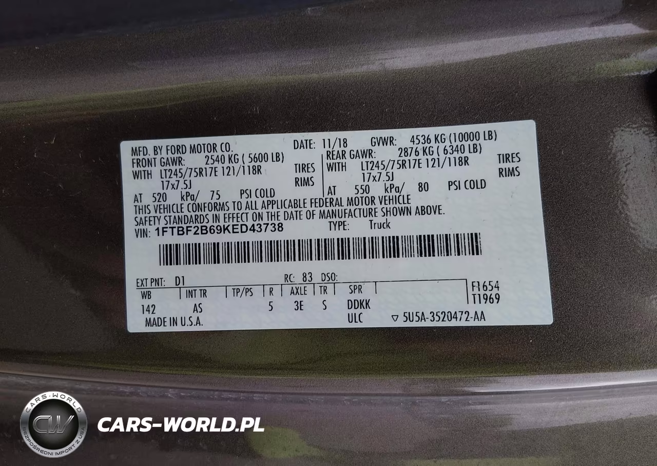 2019 Ford F-250 Xl VIN:1FTBF2B69KED43738 - 9