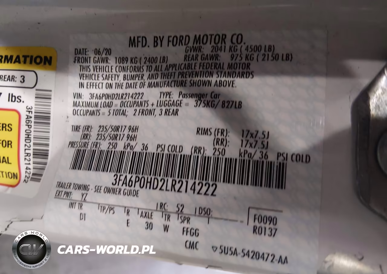 2020 Ford Fusion Se VIN:3FA6P0HD2LR214222 - 9
