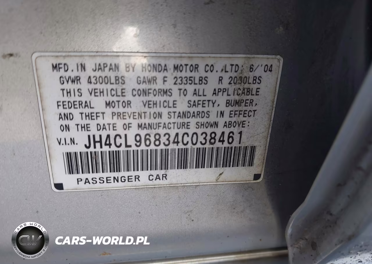 2004 Acura Tsx VIN:JH4CL96834C038461 - 9
