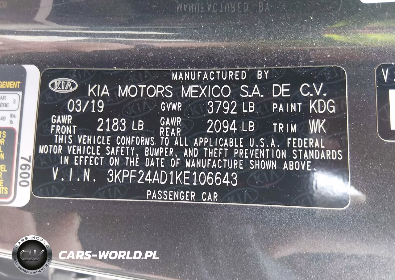 2019 Kia Forte Fe VIN:3KPF24AD1KE106643 - 9