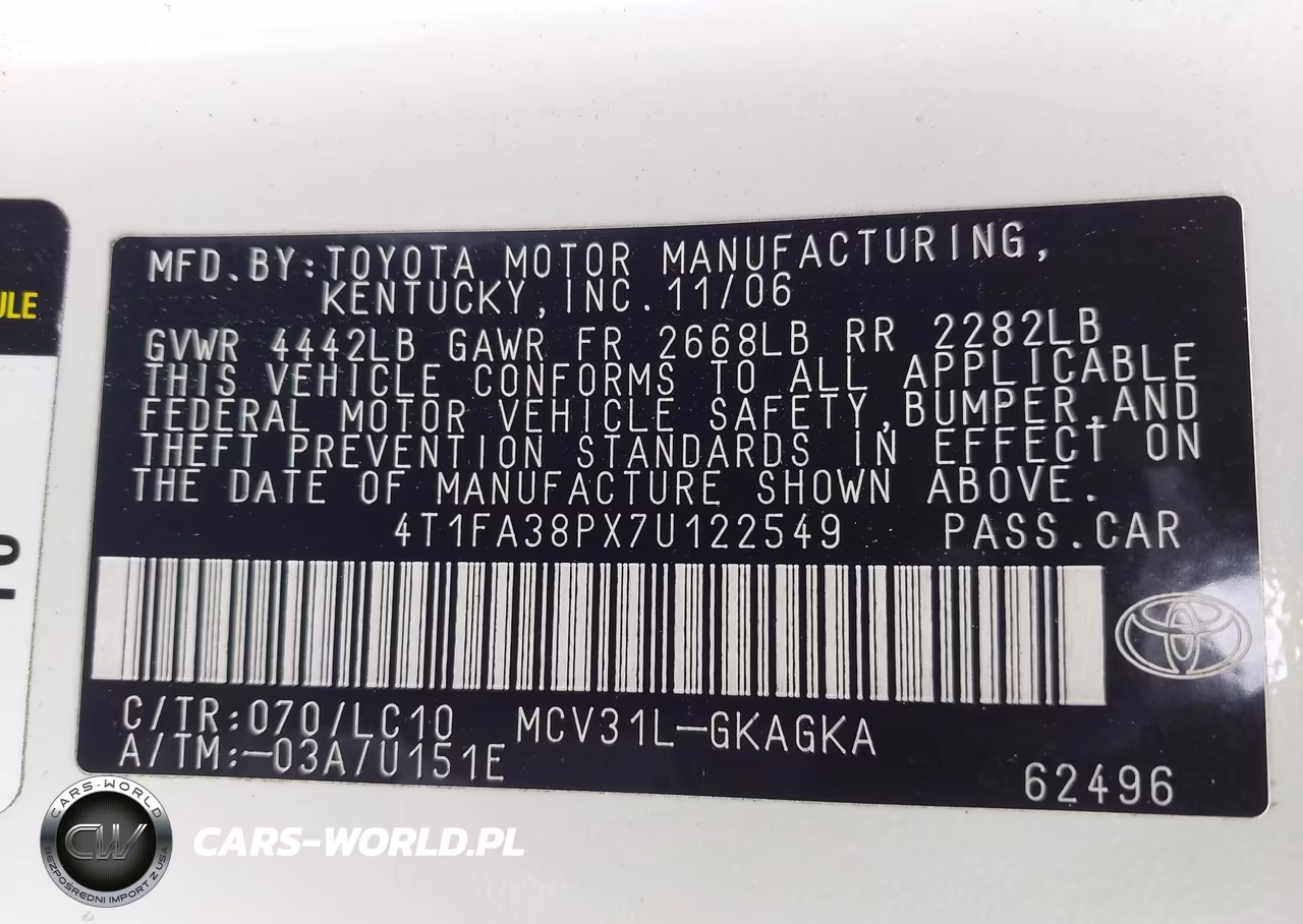 2007 Toyota Camry Solara Sle VIN:4T1FA38PX7U122549 - 9