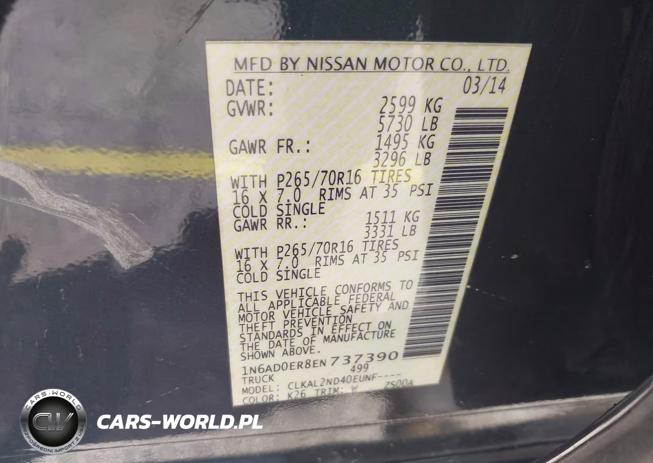 2014 Nissan Frontier Sv VIN:1N6AD0ER8EN737390 - 9