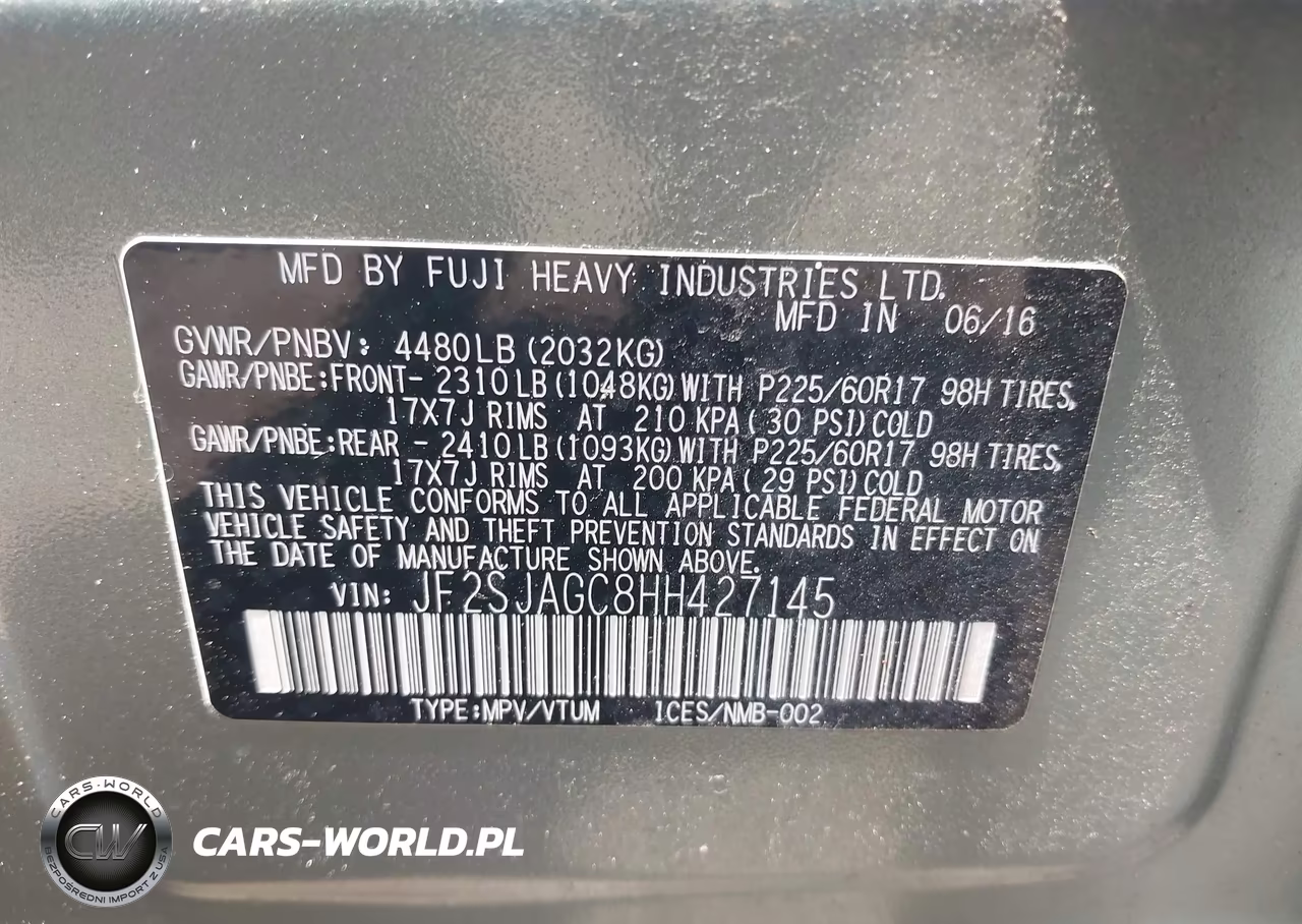 2017 Subaru Forester 2.5I Premium VIN:JF2SJAGC8HH427145 - 9