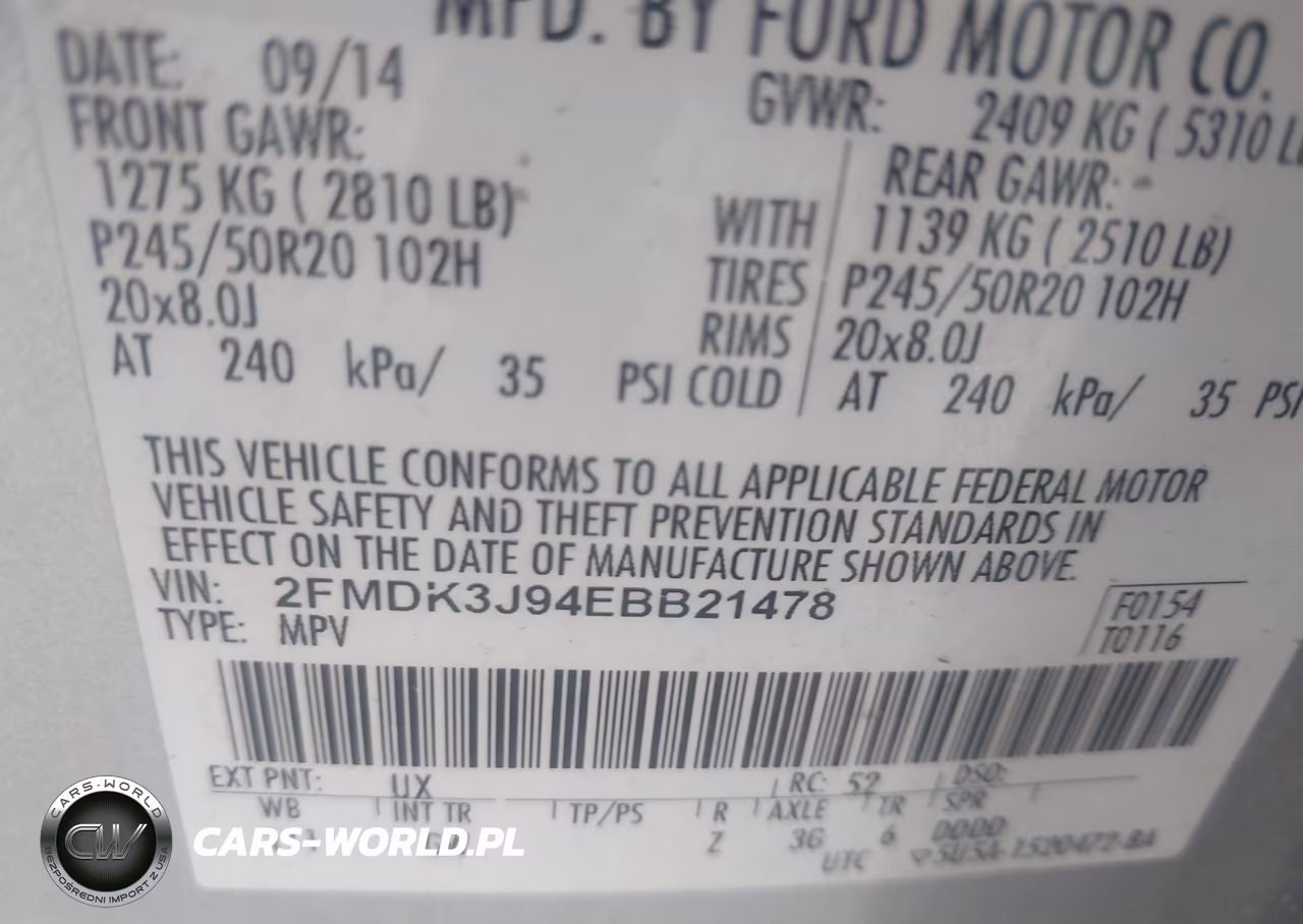 2014 Ford Edge Sel VIN:2FMDK3J94EBB21478 - 9