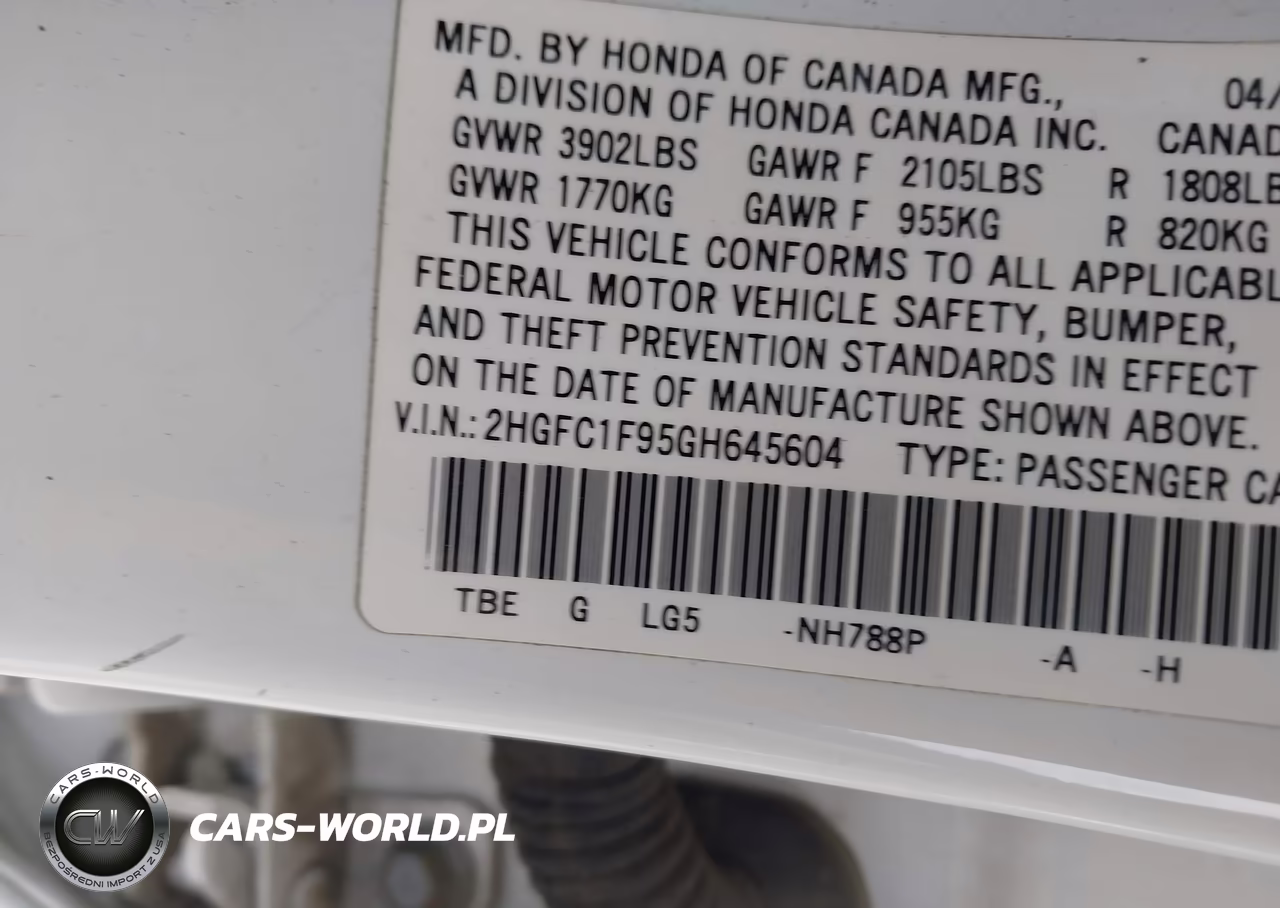 2016 Honda Civic Touring VIN:2HGFC1F95GH645604 - 9