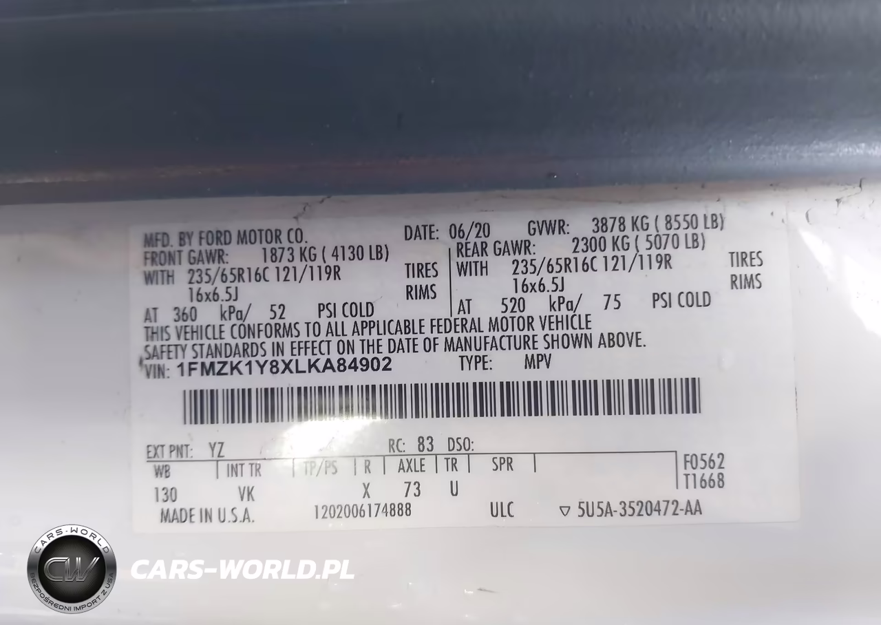 2020 Ford Transit-150 Passenger Van Xl VIN:1FMZK1Y8XLKA84902 - 9