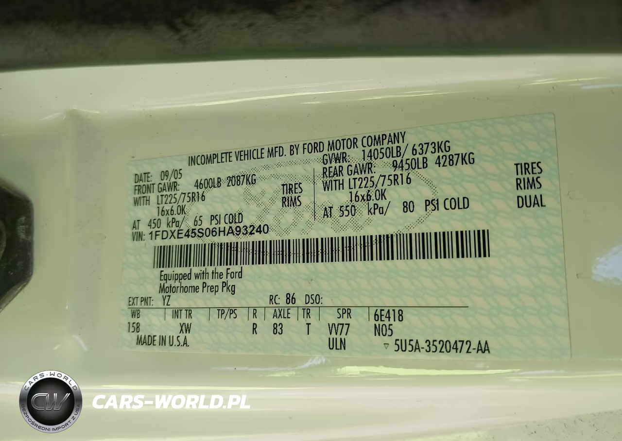 2006 Ford E-450 Cutaway VIN:1FDXE45S06HA93240 - 9