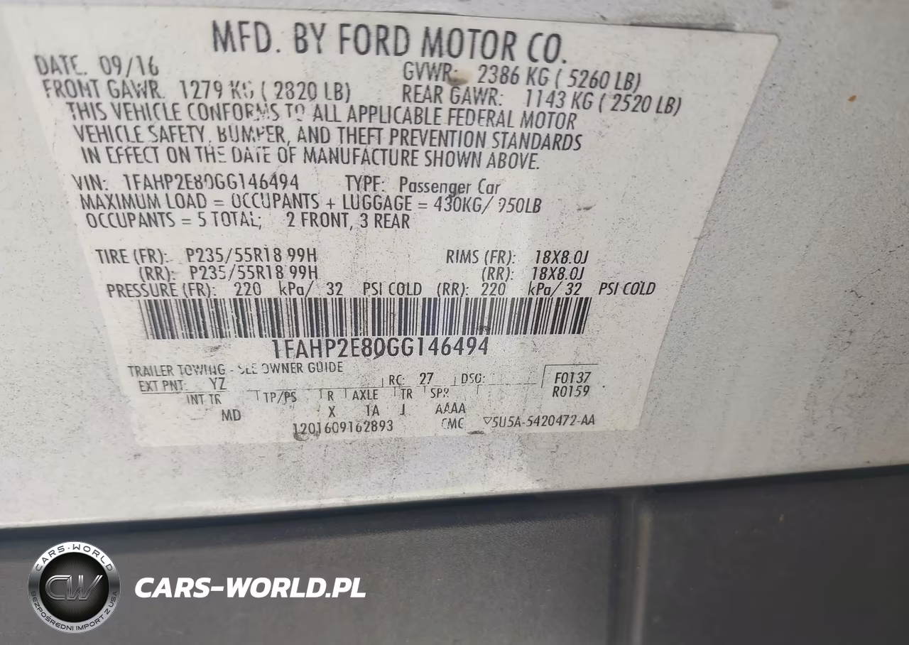 2016 Ford Taurus Sel VIN:1FAHP2E80GG146494 - 9