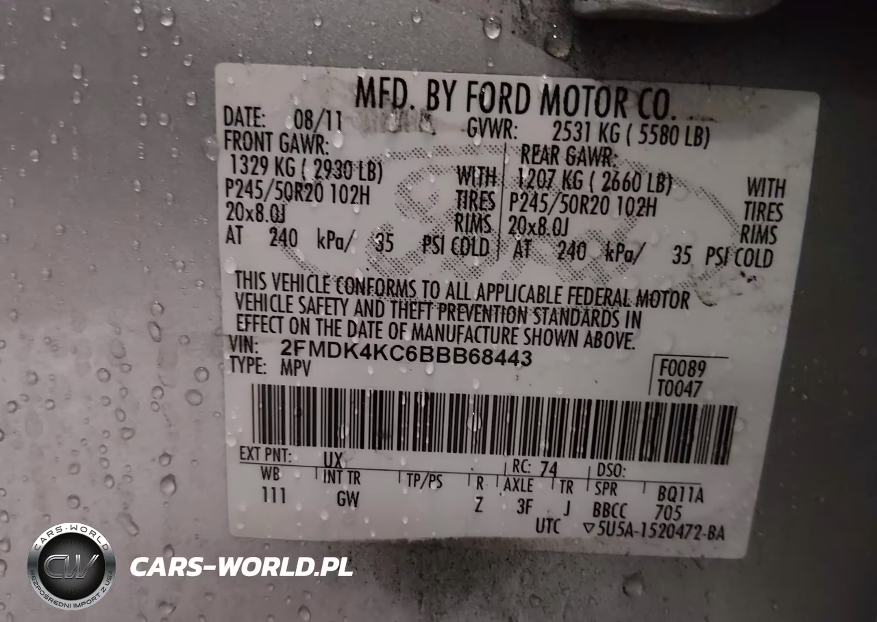 2011 Ford Edge Limited VIN:2FMDK4KC6BBB68443 - 9
