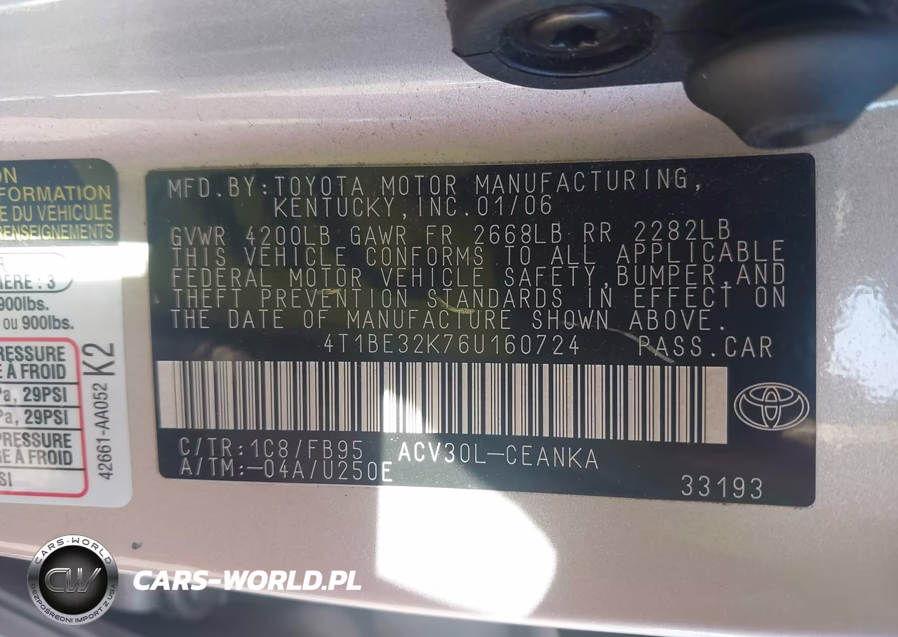2006 Toyota Camry Le VIN:4T1BE32K76U160724 - 9