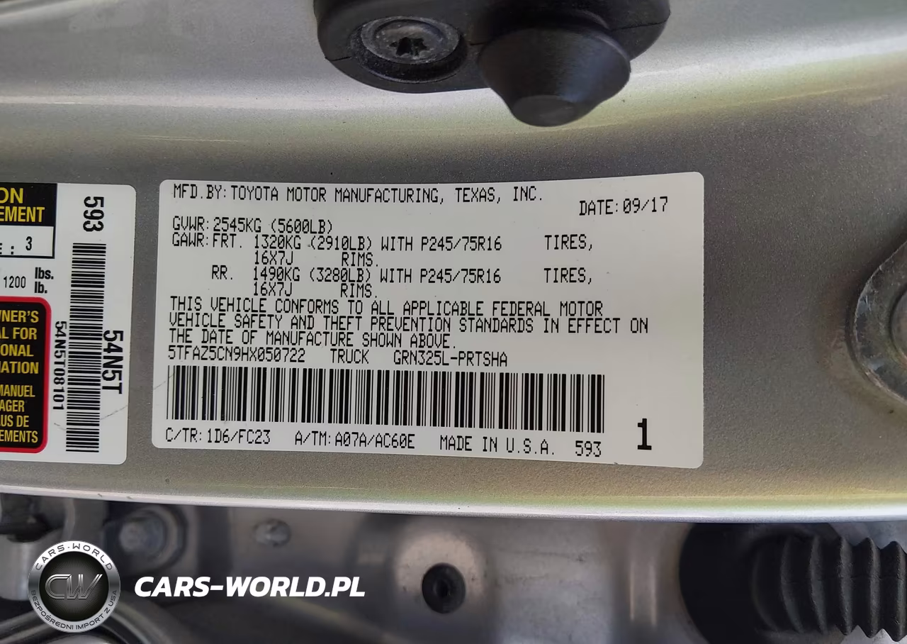 2017 Toyota Tacoma Sr5 V6 VIN:5TFAZ5CN9HX050722 - 9