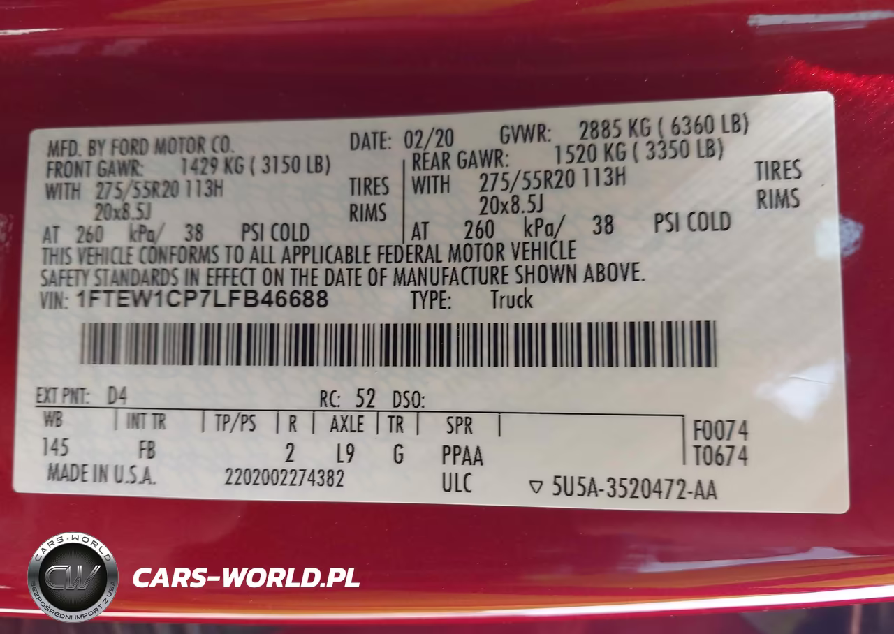 2020 Ford F-150 Xlt VIN:1FTEW1CP7LFB46688 - 9