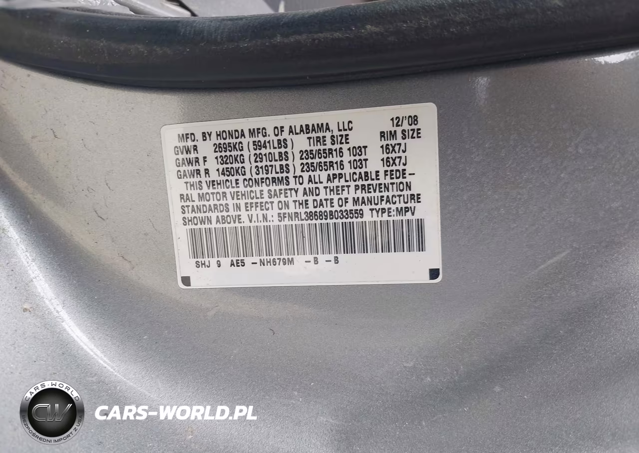 2009 Honda Odyssey Ex-L VIN:5FNRL38689B033559 - 9