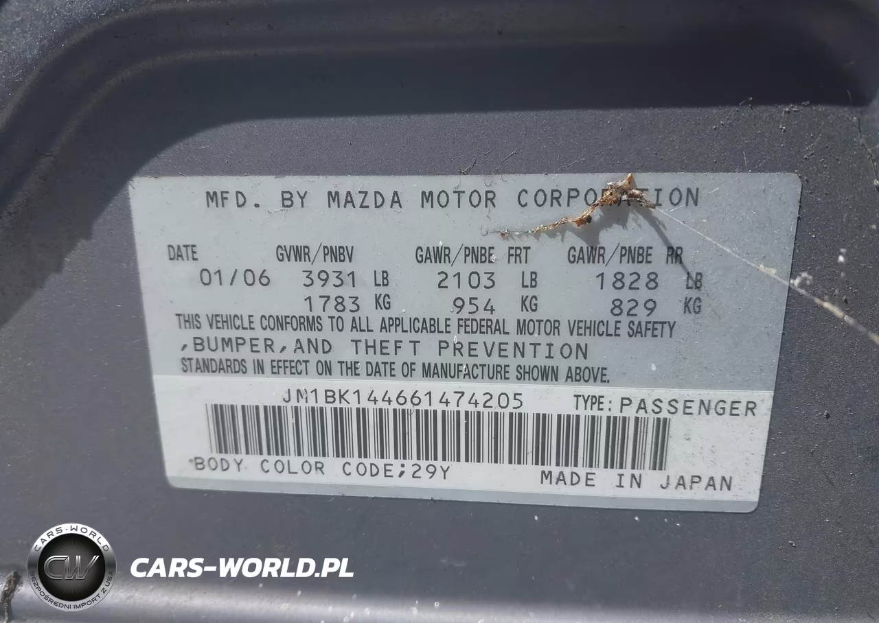 2006 Mazda Mazda3 S VIN:JM1BK144661474205 - 9