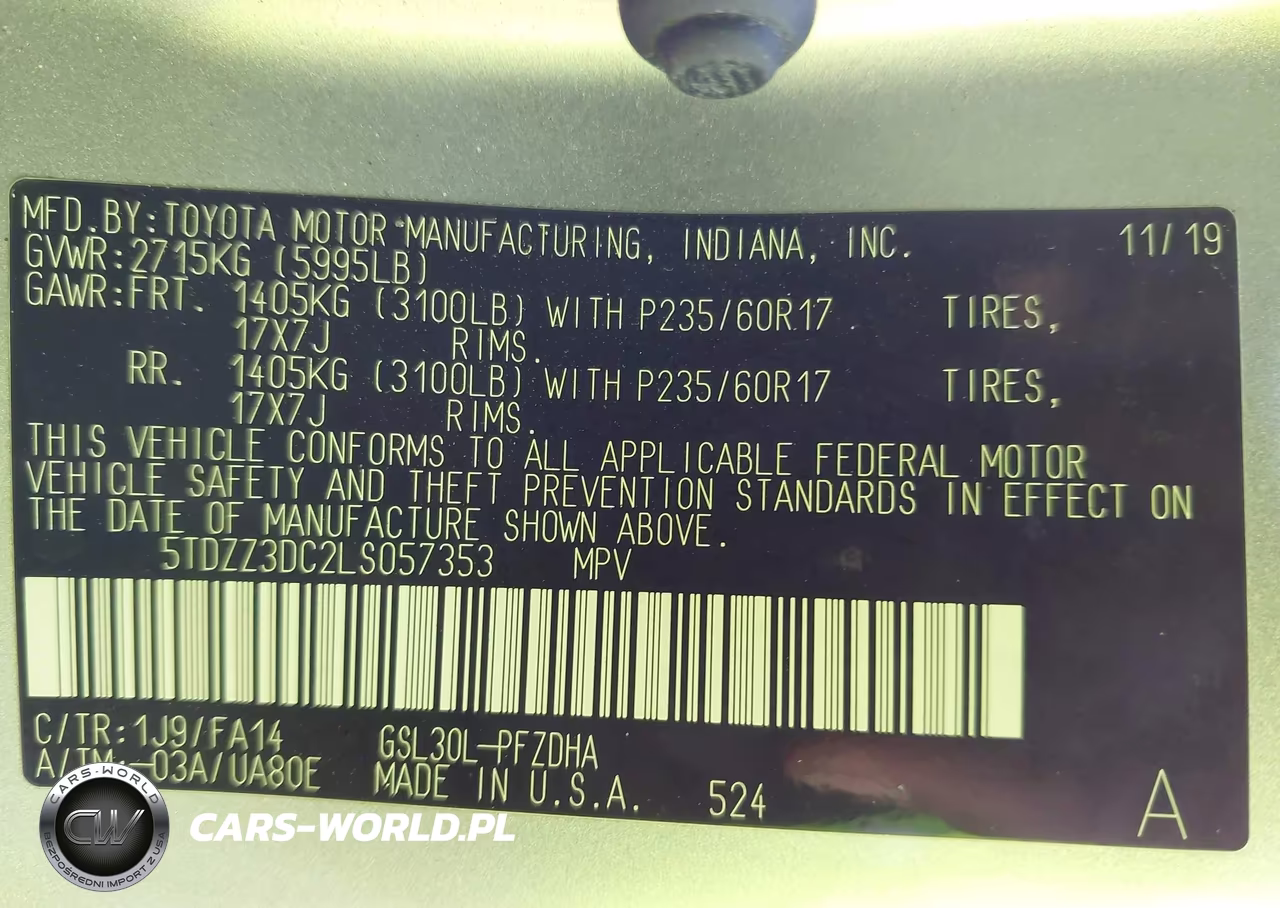 2020 Toyota Sienna L VIN:5TDZZ3DC2LS057353 - 9