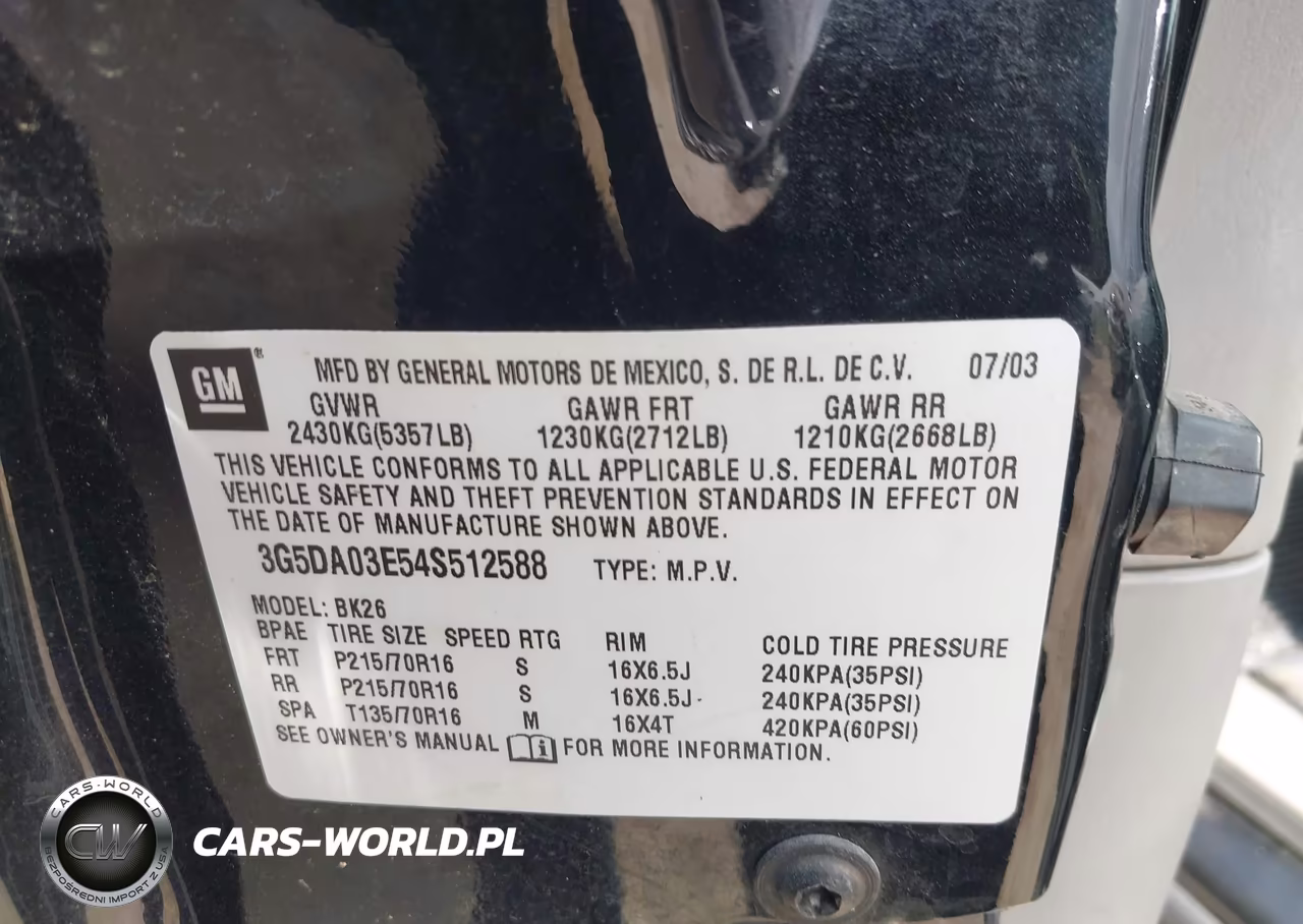 2004 Buick Rendezvous Cx VIN:3G5DA03E54S512588 - 9
