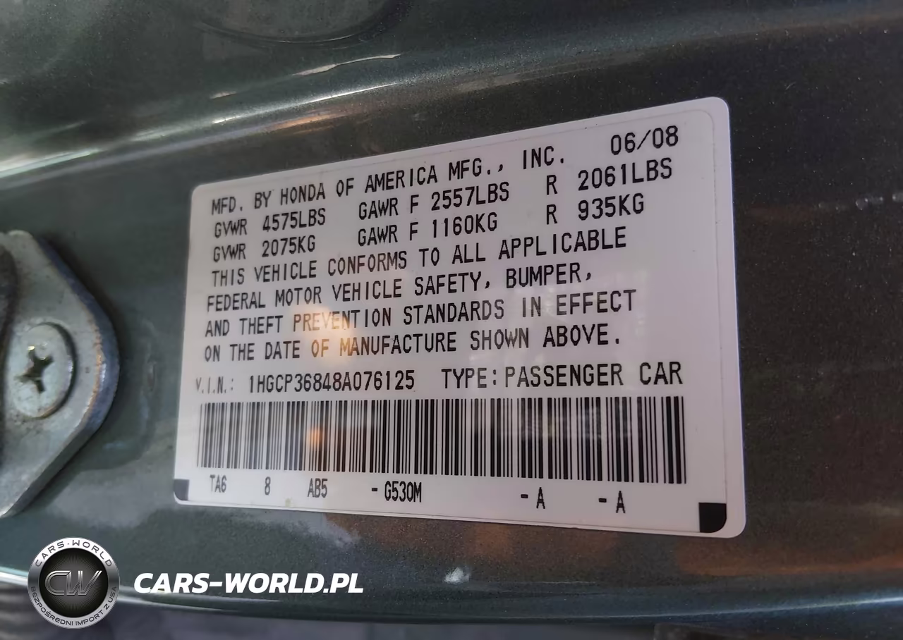 2008 Honda Accord 3.5 Ex-L VIN:1HGCP36848A076125 - 9