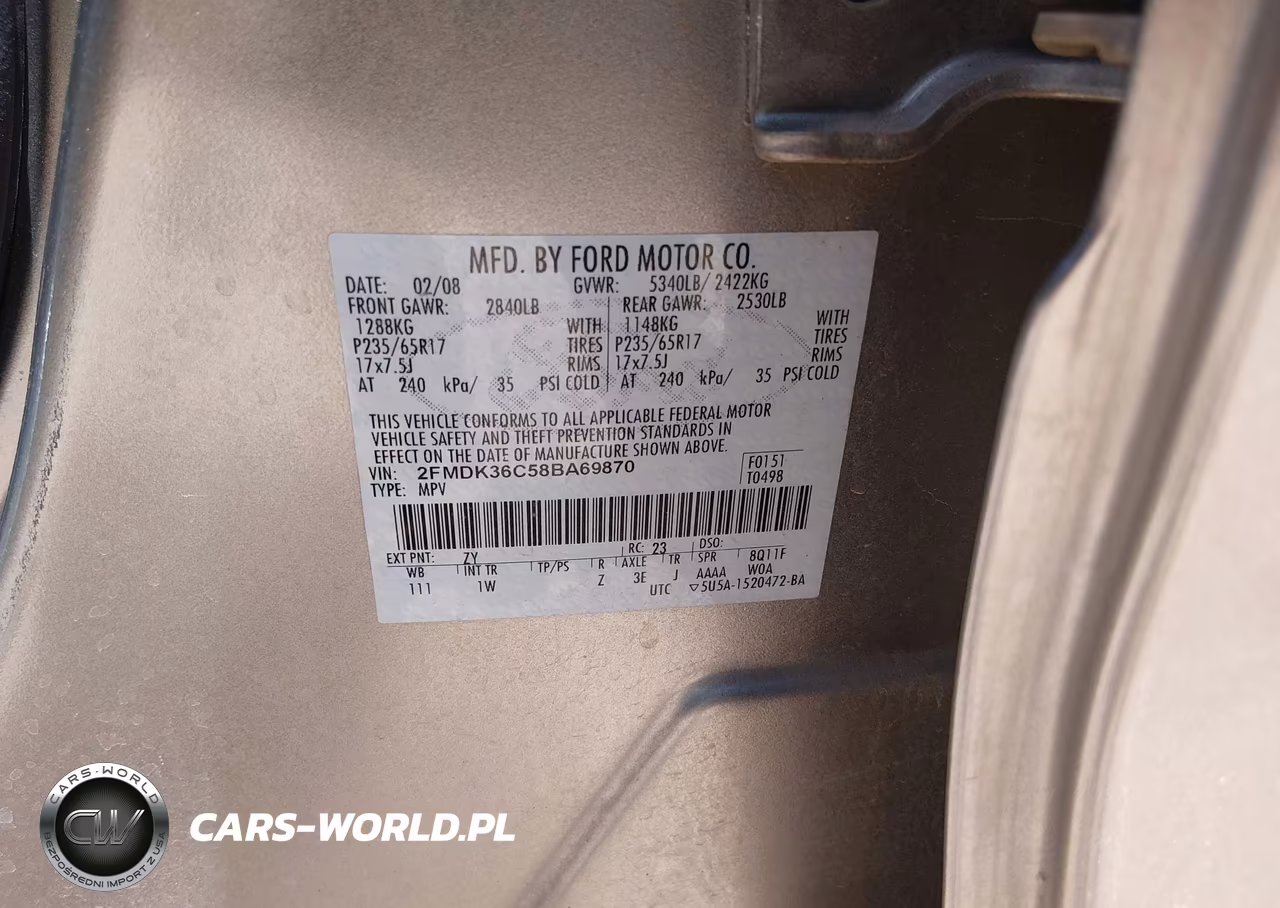 2008 Ford Edge Se VIN:2FMDK36C58BA69870 - 9