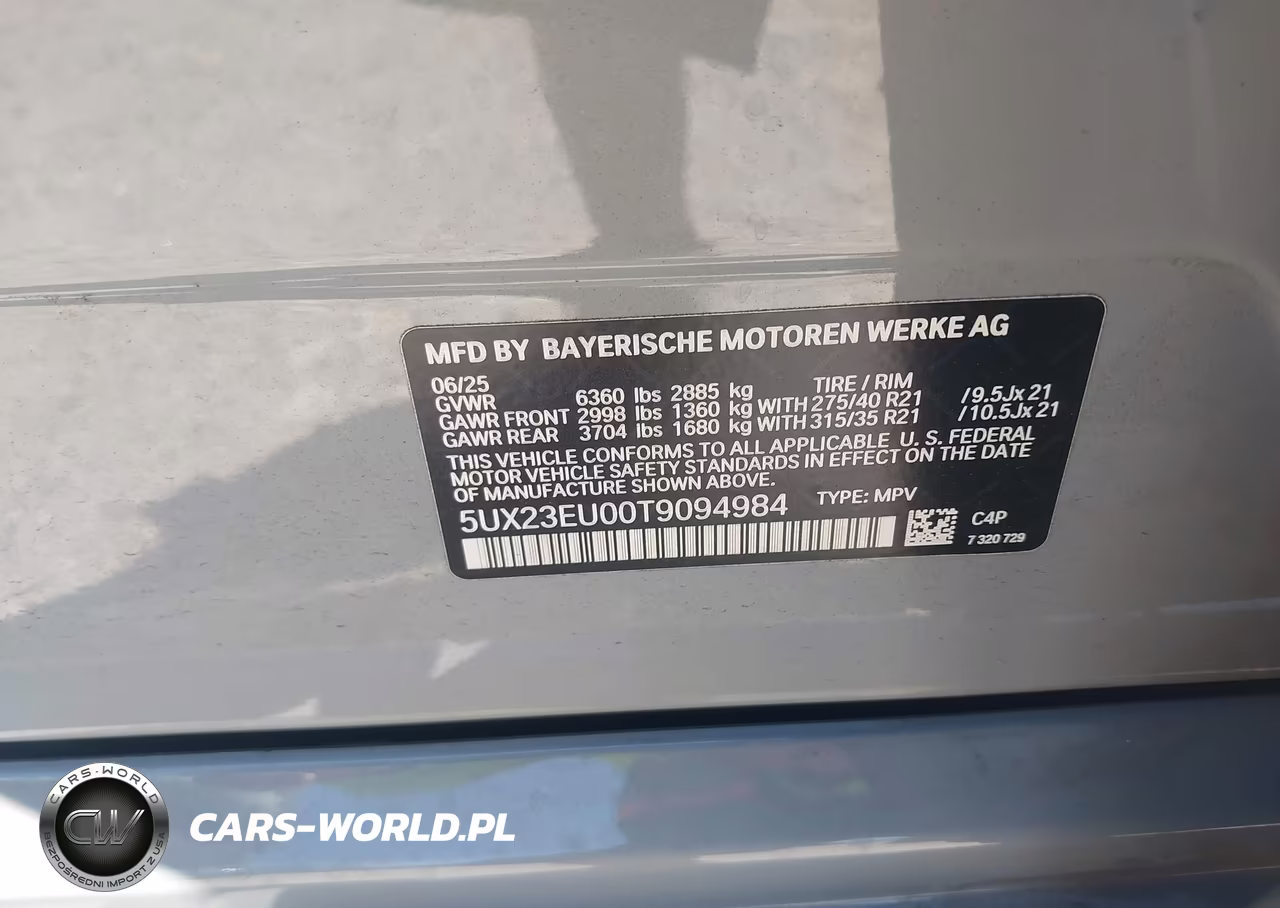 2026 BMW X5 xDrive40I VIN:5UX23EU00T9094984 - 9
