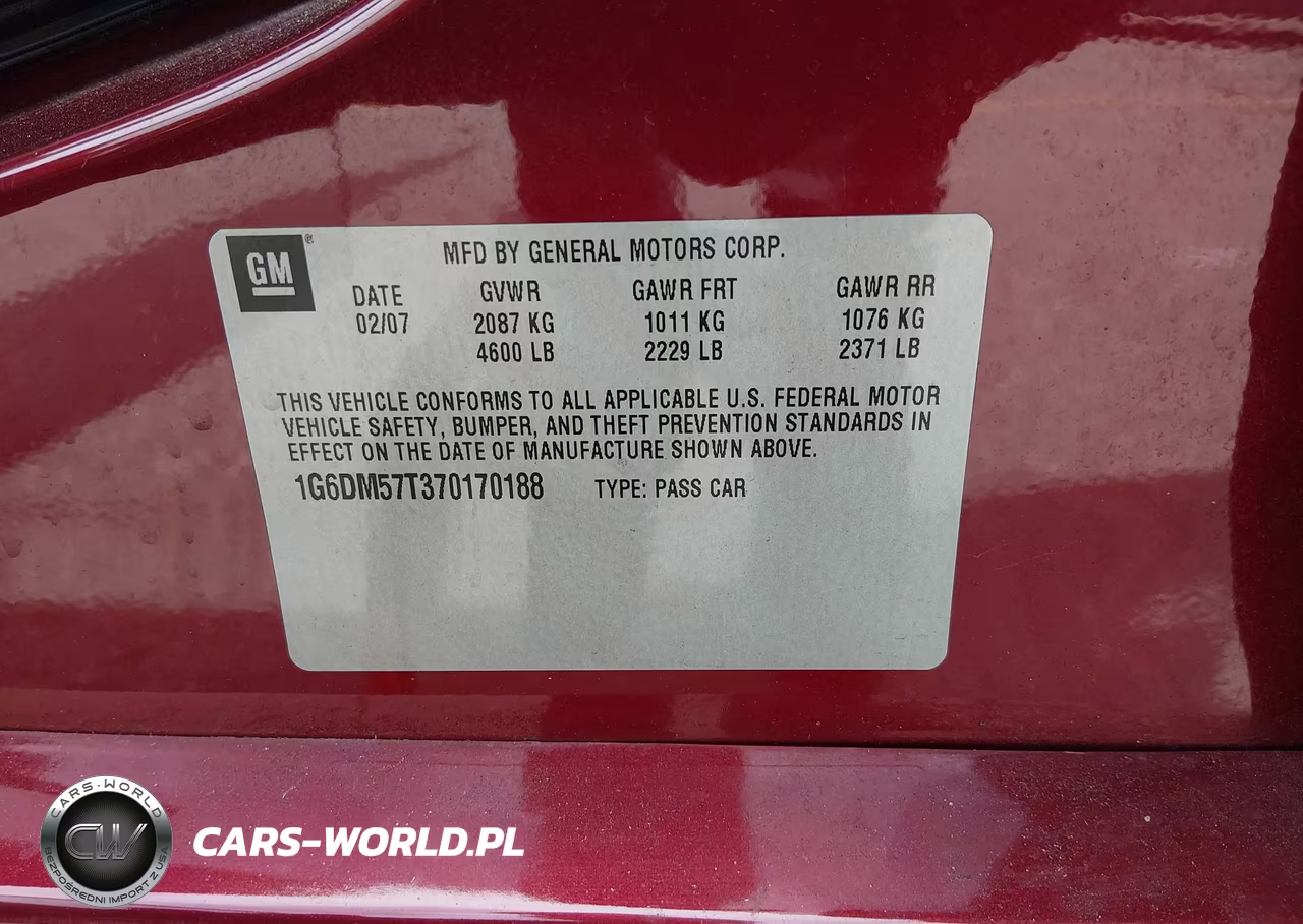 2007 Cadillac Cts Standard VIN:1G6DM57T370170188 - 9