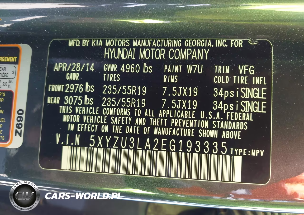 2014 Hyundai Santa Fe Sport 2.0L Turbo VIN:5XYZU3LA2EG193335 - 9