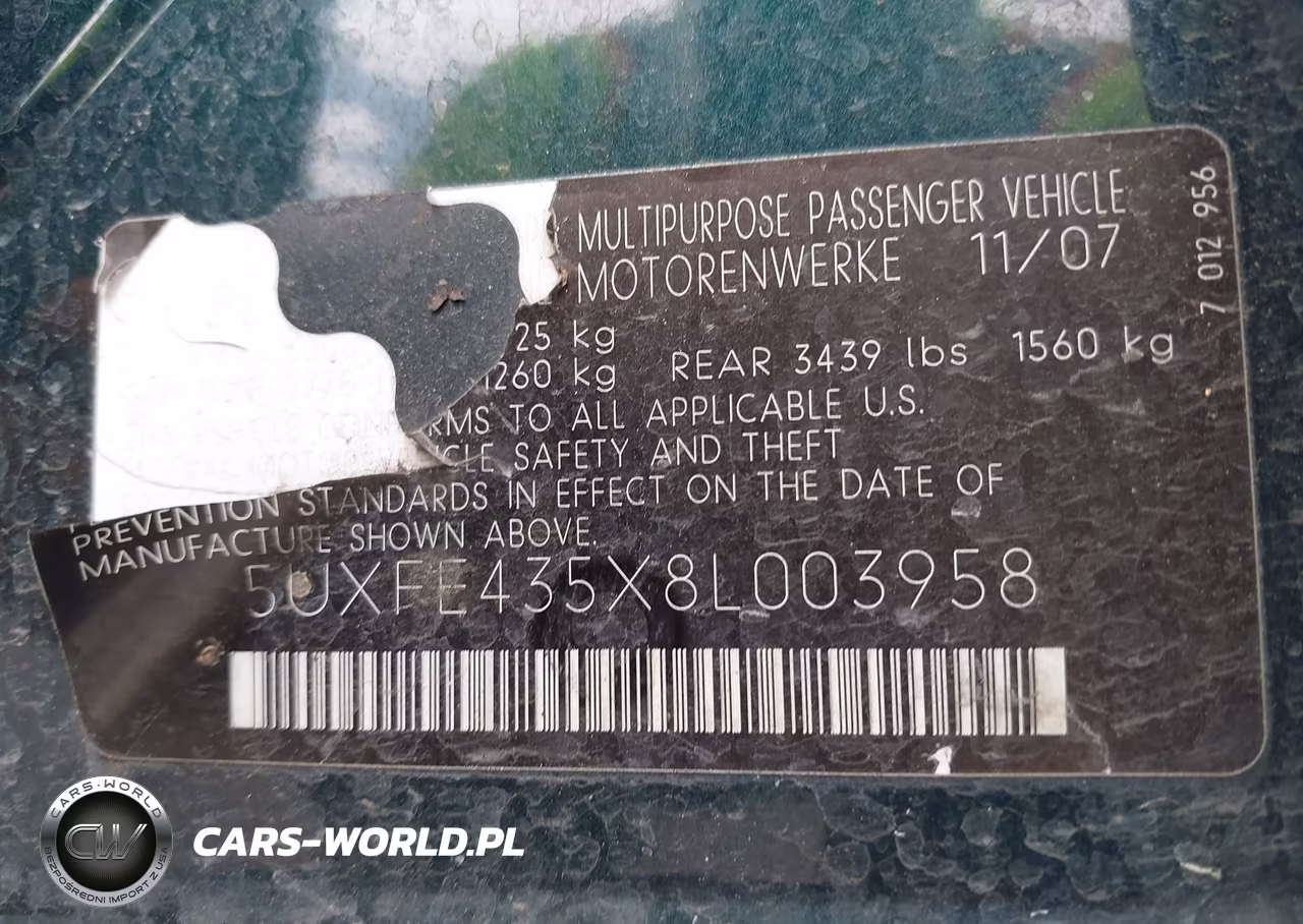 2008 BMW X5 3.0Si VIN:5UXFE435X8L003958 - 9