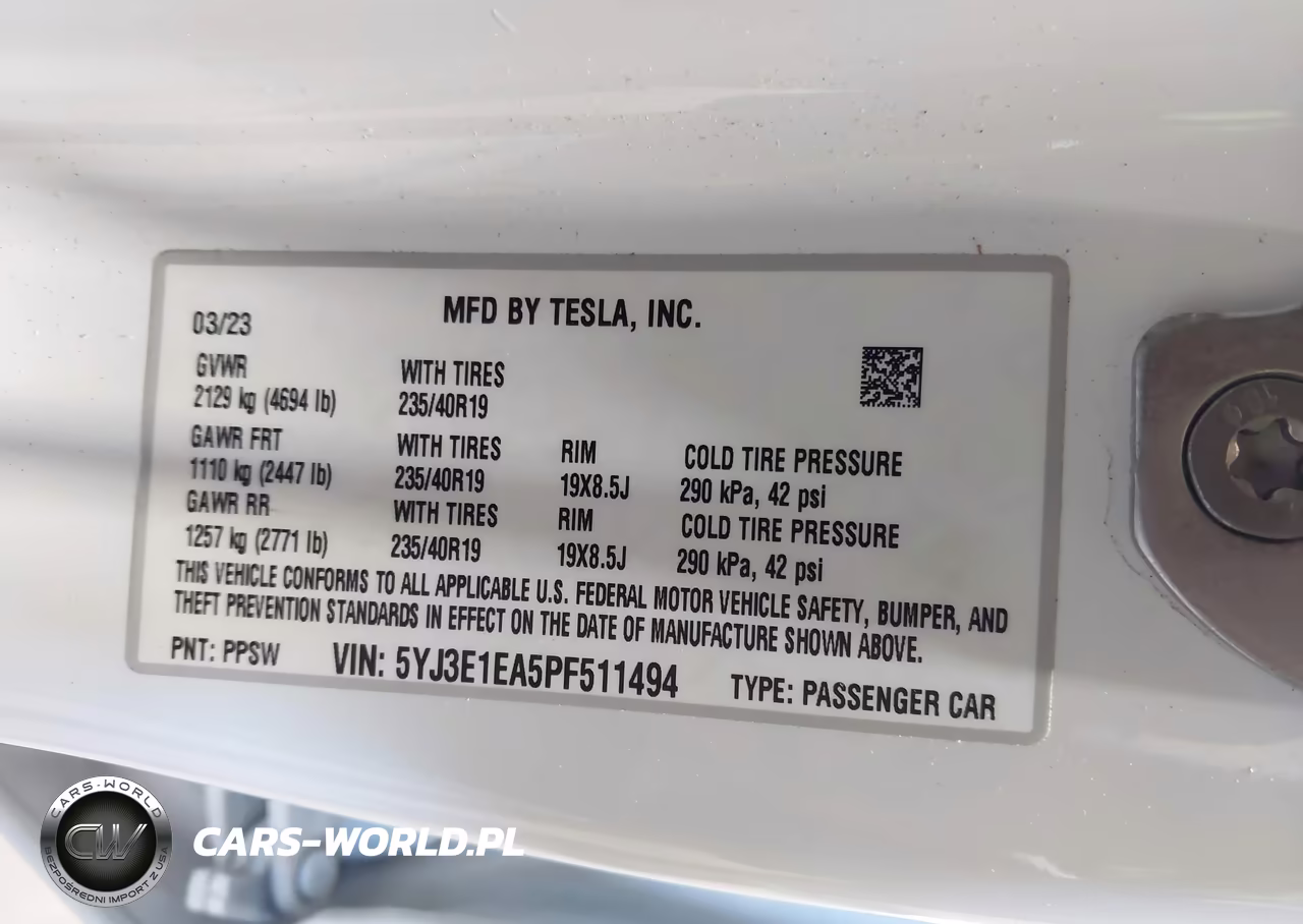 2023 Tesla Model 3 Rear-Wheel Drive VIN:5YJ3E1EA5PF511494 - 9