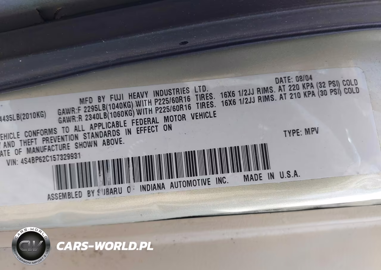 2005 Subaru Outback 2.5I Limited VIN:4S4BP62C157329931 - 9